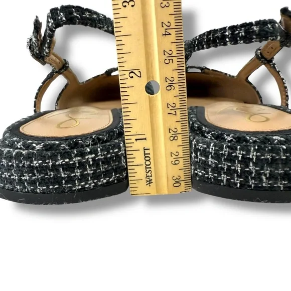 NWT Sam Edelman Kara Black Boucle Tweed Slingback Flats Size 6 Office Chic - Picture 10 of 15